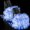 2Pcs Solar Rope Lights Outdoor Waterproof 8Modes LED String Fairy Lights for Christmas, Tent, Gazebo, Trampoline, Walkway, Pool