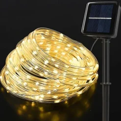 2Pcs Solar Rope Lights Outdoor Waterproof 8Modes LED String Fairy Lights for Christmas, Tent, Gazebo, Trampoline, Walkway, Pool