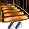 2/6pcs Solar Step Lights, Outdoor Deck Lights Triangle Solar Deck Lights IP67 Waterproof Auto on Off Decoration Lights for Stair Patio Yard, Driveway, Porch, Front Door, Sidewalk, Warm White