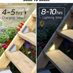 2/6pcs Solar Step Lights, Outdoor Deck Lights Triangle Solar Deck Lights IP67 Waterproof Auto on Off Decoration Lights for Stair Patio Yard, Driveway, Porch, Front Door, Sidewalk, Warm White