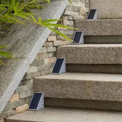 2/6pcs Solar Step Lights, Outdoor Deck Lights Triangle Solar Deck Lights IP67 Waterproof Auto on Off Decoration Lights for Stair Patio Yard, Driveway, Porch, Front Door, Sidewalk, Warm White