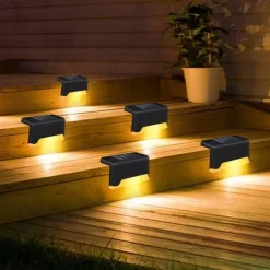 4pcs Solar Step Lights Outdoor LED Deck Stair Lights Waterproof LED for Garden Fence Step Railing Stairs Yard Patio Pathway Holiday Light