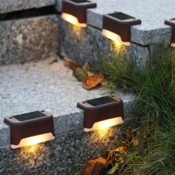 4pcs Solar Step Lights Outdoor LED Deck Stair Lights Waterproof LED for Garden Fence Step Railing Stairs Yard Patio Pathway Holiday Light