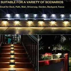 4pcs Solar Step Lights Outdoor LED Deck Stair Lights Waterproof LED for Garden Fence Step Railing Stairs Yard Patio Pathway Holiday Light