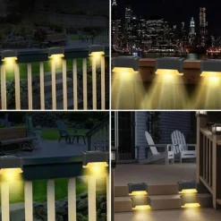 4pcs Solar Step Lights Outdoor LED Deck Stair Lights Waterproof LED for Garden Fence Step Railing Stairs Yard Patio Pathway Holiday Light