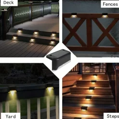 4pcs Solar Step Lights Outdoor LED Deck Stair Lights Waterproof LED for Garden Fence Step Railing Stairs Yard Patio Pathway Holiday Light