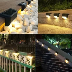 4pcs Solar Step Lights Outdoor LED Deck Stair Lights Waterproof LED for Garden Fence Step Railing Stairs Yard Patio Pathway Holiday Light