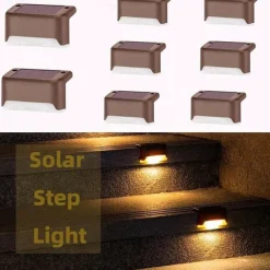 8pcs Solar Step Lights Solar Outdoor Courtyard Lights for Fence Steps Stairs Decks Fences Paths Patio Pathway