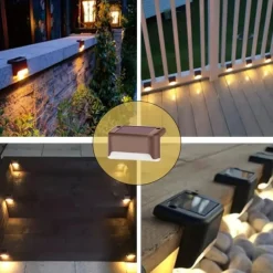 8pcs Solar Step Lights Solar Outdoor Courtyard Lights for Fence Steps Stairs Decks Fences Paths Patio Pathway