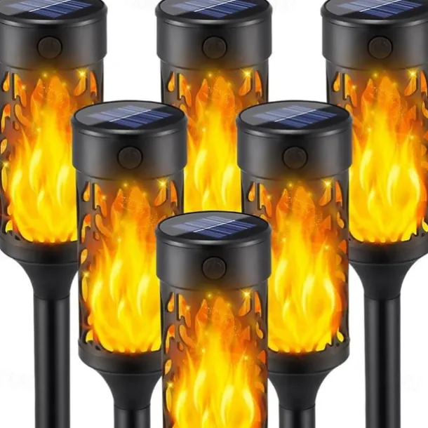 1/2pcs Solar Torch Lights with Dancing Flickering Flame Lights, Pathway Torch Flickering Light Waterproof Garden Decoration Outdoor Lawn Tiki Led Path Yard Patio Floor Lamp for Halloween