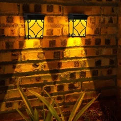2pcs Solar Wall Light Outdoor Waterproof Garden Light Courtyard Landscape Decoration Fence Corner Porch 2 Modes Lighting