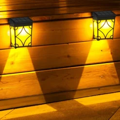 2pcs Solar Wall Light Outdoor Waterproof Garden Light Courtyard Landscape Decoration Fence Corner Porch 2 Modes Lighting