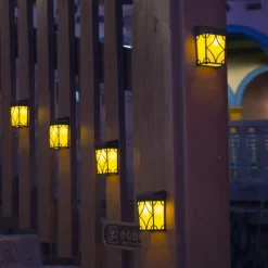 2pcs Solar Wall Light Outdoor Waterproof Garden Light Courtyard Landscape Decoration Fence Corner Porch 2 Modes Lighting