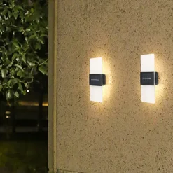 2pcs Solar Wall Lights 2 Modes Lighting Outdoor Waterproof LED Wall Lamp Intelligent Light Control Garden Fence Lights Solar Lamp Courtyard Street Landscape Light