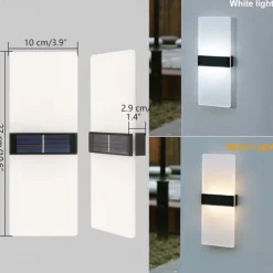 2pcs Solar Wall Lights 2 Modes Lighting Outdoor Waterproof LED Wall Lamp Intelligent Light Control Garden Fence Lights Solar Lamp Courtyard Street Landscape Light