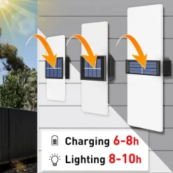 2pcs Solar Wall Lights 2 Modes Lighting Outdoor Waterproof LED Wall Lamp Intelligent Light Control Garden Fence Lights Solar Lamp Courtyard Street Landscape Light