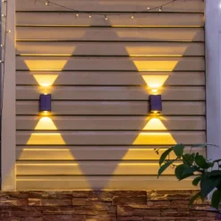 2pcs Solar Wall Lights Outdoor LED Garden Lights Waterproof Wall Light Smart Light Control Sensor Porch Lamp Courtyard Balcony Fence Channel Lighting Landscape Decoration Solar Night Light