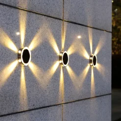 4pcs Solar Wall Lights Outdoor 6LED Waterproof Wall Lamp for Balcony Patio Courtyards Fence Lamps Garden Decor Solar Outdoor Wall Light