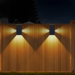 2pcs Solar Wall Washer Lights – High Brightness Waterproof, 3-Sided Luminous, Garden Villa Yard Fence Porch Landscape Decoration