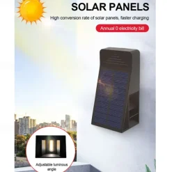 2pcs Solar Wall Washer Lights – High Brightness Waterproof, 3-Sided Luminous, Garden Villa Yard Fence Porch Landscape Decoration