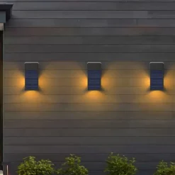 2pcs Solar Wall Washer Lights – High Brightness Waterproof, 3-Sided Luminous, Garden Villa Yard Fence Porch Landscape Decoration