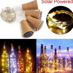10Pcs Solar Wine Bottle Lights Outdoor Cork Shape Fairy Lights Garland Christmas Light Copper Wire Home Room Decoration Lamp 2m 1m