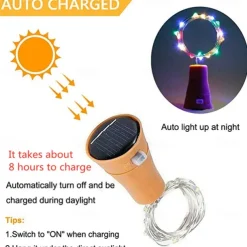 10Pcs Solar Wine Bottle Lights Outdoor Cork Shape Fairy Lights Garland Christmas Light Copper Wire Home Room Decoration Lamp 2m 1m