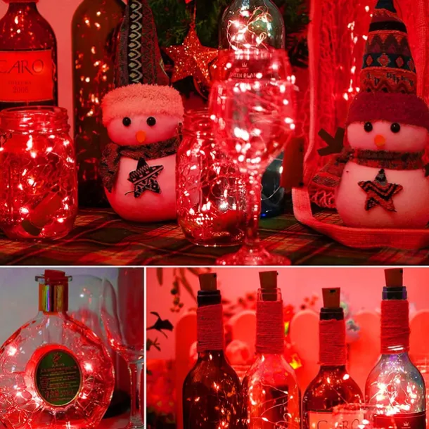 10Pcs Solar Wine Bottle Lights Outdoor Cork Shape Fairy Lights Garland Christmas Light Copper Wire Home Room Decoration Lamp 2m 1m