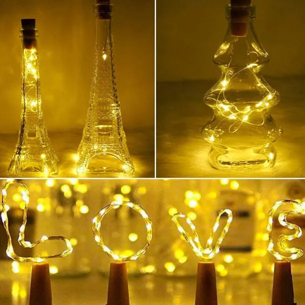 10Pcs Solar Wine Bottle Lights Outdoor Cork Shape Fairy Lights Garland Christmas Light Copper Wire Home Room Decoration Lamp 2m 1m