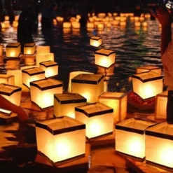 10PCS Square Paper Lantern With Floating Water Lanterns For Wedding Birthday Party No Candle 15X15CM/6“X6“