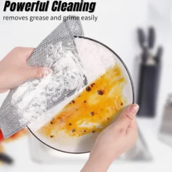3pcs Steel Wire Dishwashing Cloth Kitchen Cleaning Cloth Non-stick Oil Dish Clean Towel Washing Rags Household Cleaning Cloths
