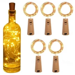 5pcs String Led Wine Bottle with Cork 2M 20 LEDs Bottle Lights Battery Cork for Party Wedding Christmas Halloween Bar Decor