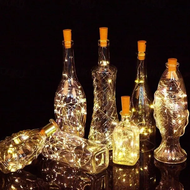 5pcs String Led Wine Bottle with Cork 2M 20 LEDs Bottle Lights Battery Cork for Party Wedding Christmas Halloween Bar Decor
