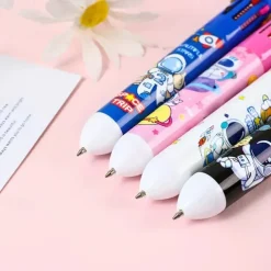 4pcs Student Astronaut 10-color Ballpoint Pen Student Notebook 10-color Pen Creative Astronaut Press Multicolor Pen