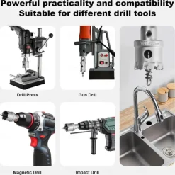 5pcs TCT Hole Saw Kit Tungsten Carbide Tipped Hole Saw Drill Bit with Titanium-Plated Pilot Drill bit for Metal, Stainless Steel, Iron, Wood, Plastic
