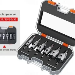 5pcs TCT Hole Saw Kit Tungsten Carbide Tipped Hole Saw Drill Bit with Titanium-Plated Pilot Drill bit for Metal, Stainless Steel, Iron, Wood, Plastic