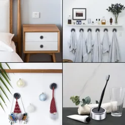 2pcs Towel Holder, Self Adhesive Wall Dish Towel Hook, Round Wall Mount Towel Holder For Bathroom, Kitchen And Home, Wall, Cabinet, Garage, No Drilling Required