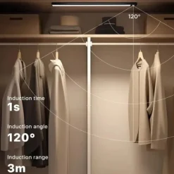 1/2pcs Ultra-thin Motion Sensor LED Night Light Cabinet Light Three-color Dimmable USB Charging Wardrobe Kitchen Home Lighting 20/30/40/50cm