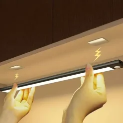 1/2pcs Ultra-thin Motion Sensor LED Night Light Cabinet Light Three-color Dimmable USB Charging Wardrobe Kitchen Home Lighting 20/30/40/50cm