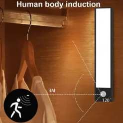 1/2pcs Ultra-thin Motion Sensor LED Night Light Cabinet Light Three-color Dimmable USB Charging Wardrobe Kitchen Home Lighting 20/30/40/50cm