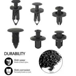190Pcs Universal Plastic Fender Trim Panel Clips Set Bumper Fasteners Push Pin Rivets Auto Body Retainer Kit Car Replacement