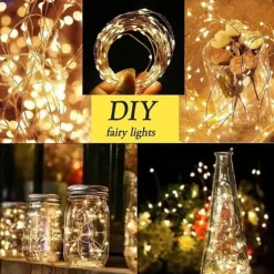2pcs USB LED String Lights, Copper/Silver Wire Waterproof Fairy Lights 2m 3m 5m 10m 20m for Christmas, Wedding, Party Decor