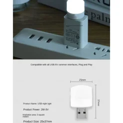 2/10pcs USB Lights Night Mini LED Bulb Plug-in Warm White Compact Ideal for Bedroom Bathroom Nursery Hallway Kitchen Car USB Atmosphere Light
