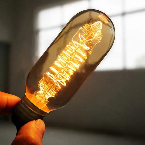 5pcs 40W Edison Vintage Incandescent Light Bulb Dimmable T45 Antique Spiral Filament E26 E27 Amber Warm White for Home Lighting Fixture 220-240V