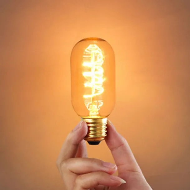 5pcs 40W Edison Vintage Incandescent Light Bulb Dimmable T45 Antique Spiral Filament E26 E27 Amber Warm White for Home Lighting Fixture 220-240V