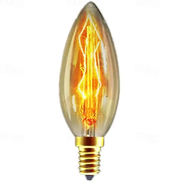 10pcs 40W Edison Vintage Incandescent Light Bulb Dimmable E14 C35 Antique Filament Amber Warm White for Chandelier Light 220-240V