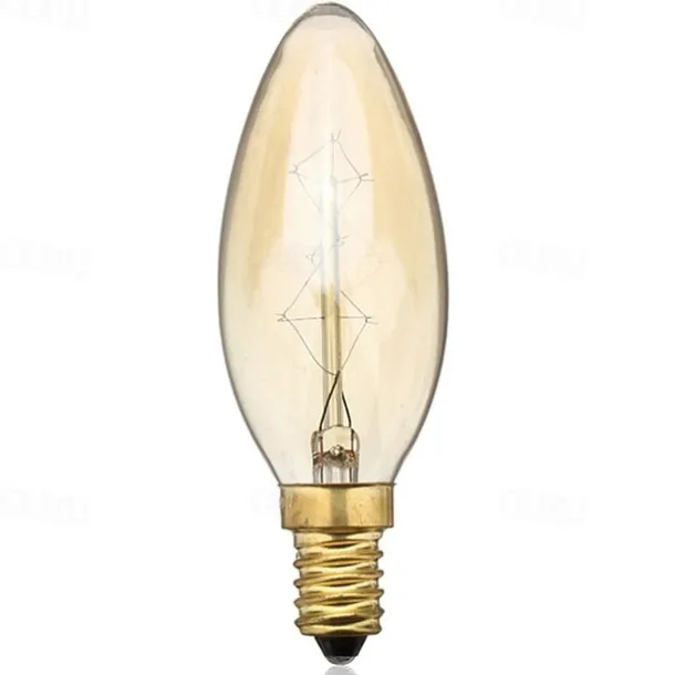 10pcs 40W Edison Vintage Incandescent Light Bulb Dimmable E14 C35 Antique Filament Amber Warm White for Chandelier Light 220-240V
