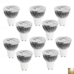 10pcs 4W GU10 LED Light Bulb Cup Spotlight Cold White Warm White Natural Light AC85-265V 40W Halogen Equivalent