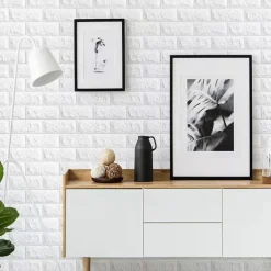5pcs Wallpaper 3D Brick Self-Adhesive Wall Panels White Modern Waterproof Stone Look Wallpaper Foam Wall Sticker for Bathroom Bedroom Living Room Balcony Kitchen