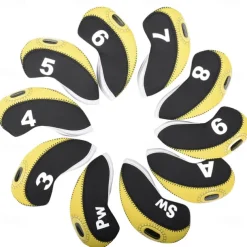 10pcs Waterproof Golf Club Head Cover Portable Wedge Iron Protective Head Cover Neoprene Golf Iron Covers Rubber with 3 Colors Option Fit Most Irons